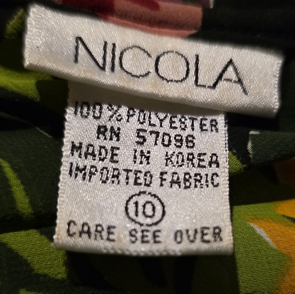 Vintage Nicola Sheer Floral Blouse Womens Size 10 Black Ruffle Collar Top - Picture 2 of 5